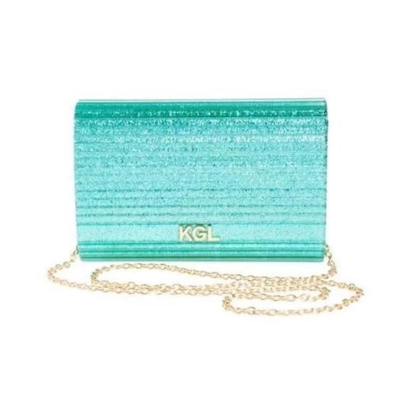 Kurt Geiger Women's Blue Party Glitter Envelope Clutch - Picture 4 of 8
